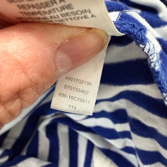 Chico’s 3 (XL) Women’s Blue White Striped Top 3/4 Sleeve Layered Asymmetrical - Picture 6 of 7